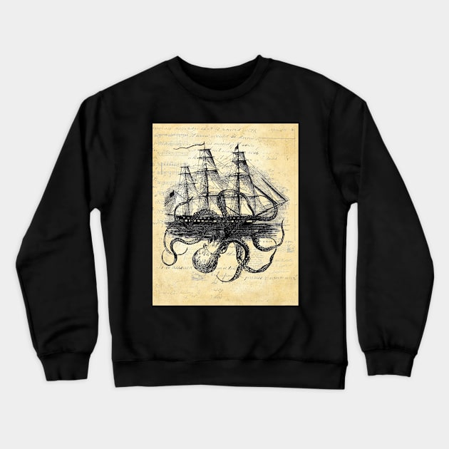 Octoship on Multi collage Joural paper Crewneck Sweatshirt by missdebi27